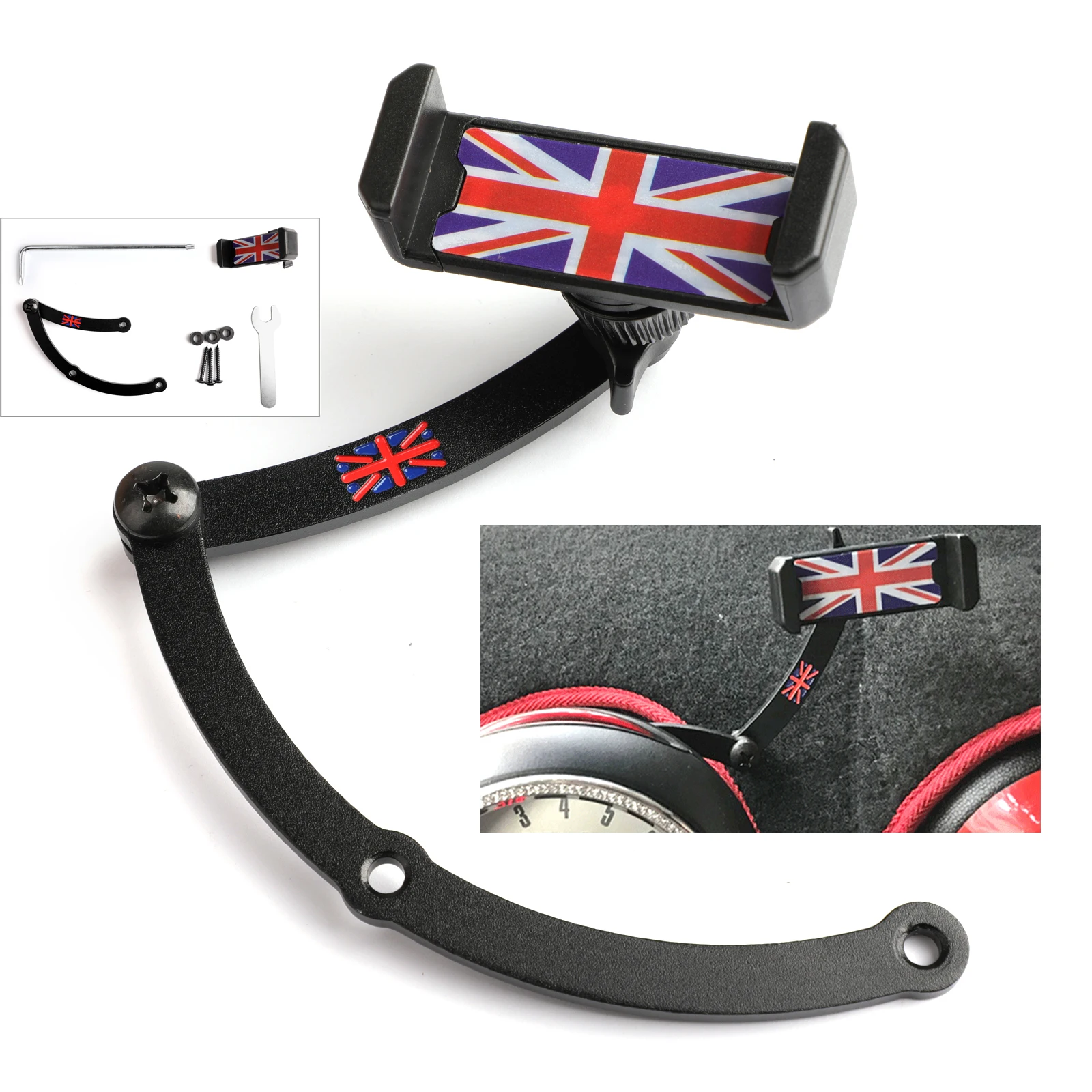 Areyourshop Union Jack автомобильное крепление сотового телефона складной держатель для Mini Cooper R55 R56 F54 F55 Автомобильный держатель для мобильного телефона набор автозапчастей