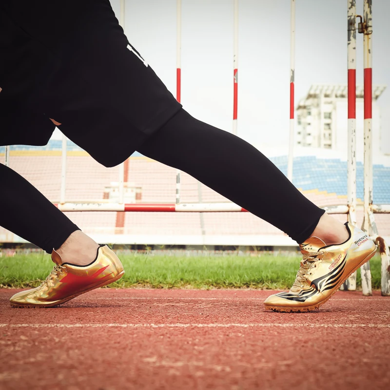 Gold Silver Spikes Shoes Athletics Man 