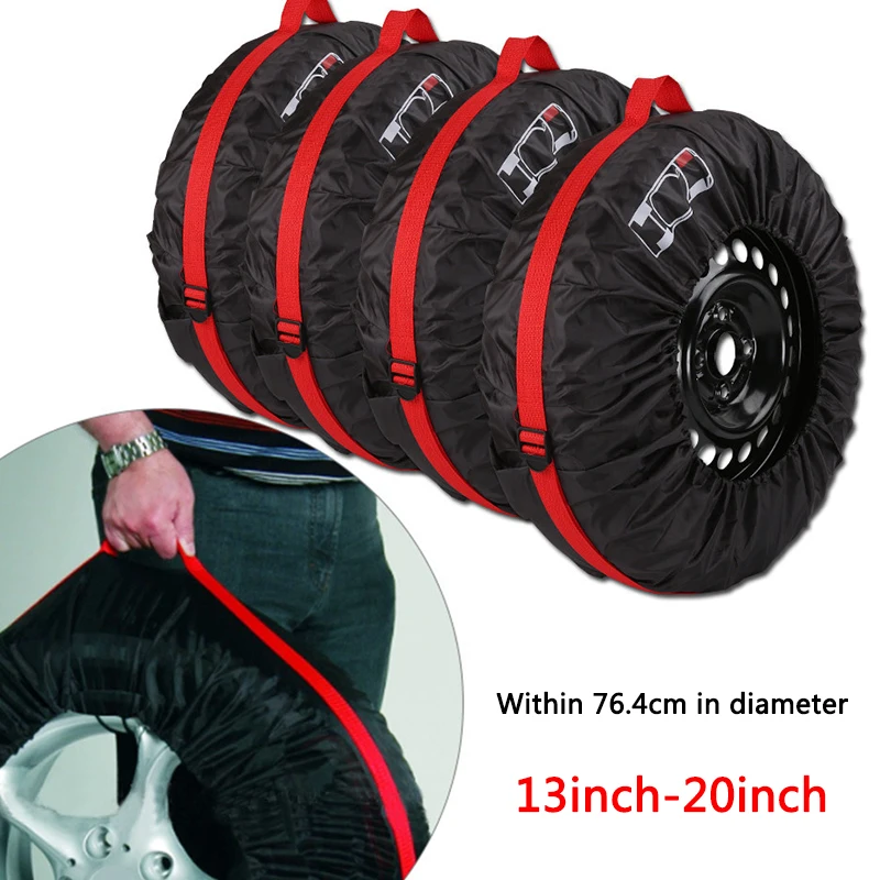 1pc/4Pcs Car Spare Tire Cover Case Polyester Auto Wheel Tires Storage Bags Vehicle Tyre Accessories Dust-proof Protector