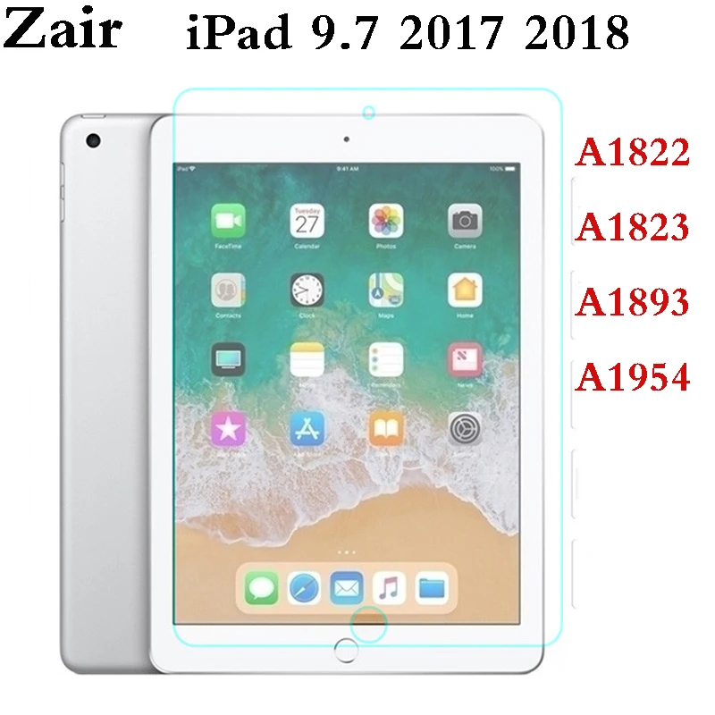 Vidrio templado para iPad 9,7 2017 de Apple 2018 A1822 A1823 A1893 A1954 Pantalla de cobertura completa cristal Protector para iPad 5th 6th Gen