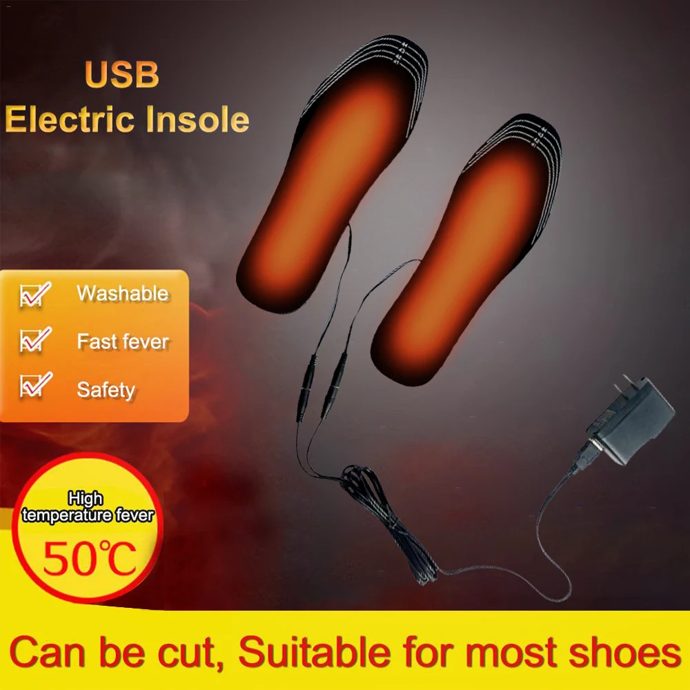 VIP Link, 1 пара, USB стельки с подогревом, согревающие стельки для ног, теплые носки для ног, коврик, зимние уличные спортивные стельки, Теплые Зимние Стельки - Цвет: 35-39(USB adapter )