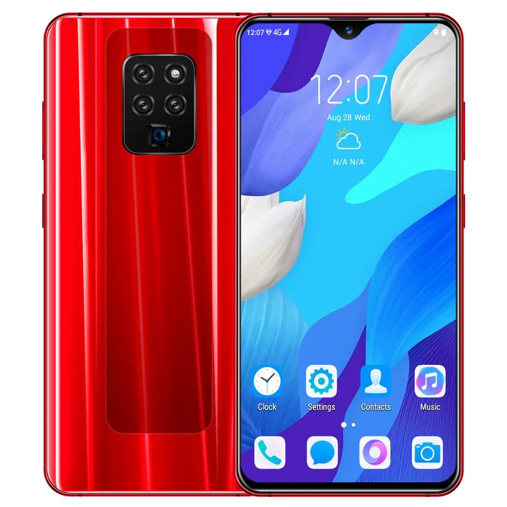 M35 Pro, 6,3 дюймов, 4G смартфон, 6 ГБ ОЗУ, 128 Гб ПЗУ, экран капли воды, мобильный телефон, распознавание лица и разблокировка отпечатков пальцев, сотовый телефон - Цвет: Красный