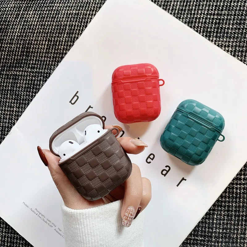 Чехол из ТПУ с текстурой переплетения для Airpods, модный темно-зеленый тонкий мягкий защитный чехол для наушников Airpods 2, чехол