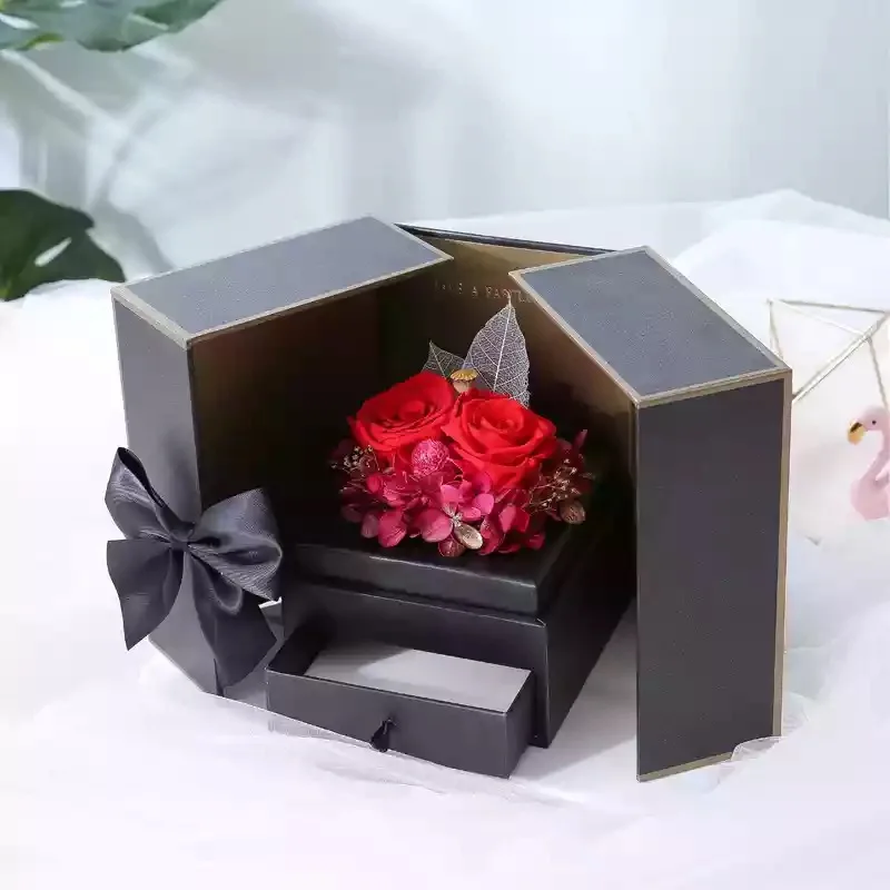 Valentine's Day Gifts Artificial Flowers Teddy Bear Rose Two Door Gifts Box Girlfriend Birthday Women Anniversary Wedding gifts