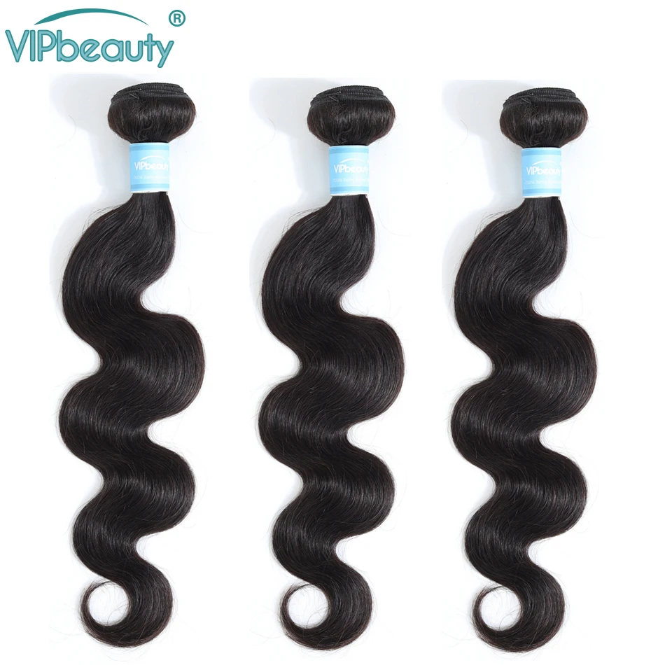 Vipbeauty волнистые 3 пряди с закрытием remy бразильские волосы для наращивания 1B человеческие волосы с закрытием 4*4