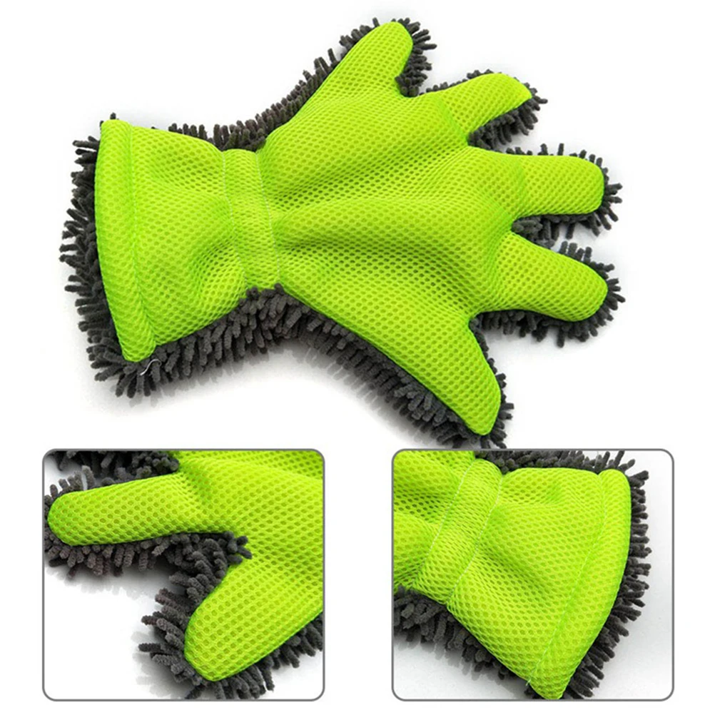 Soft Car Washing Gloves and Cleaning Brush Set
