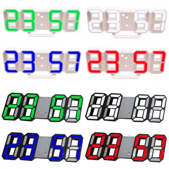 

3D Digital Table Clock Wall Clock LED Nightlight Date Time Celsius Display Alarm USB Snooze Home Decoration Livingroom#91