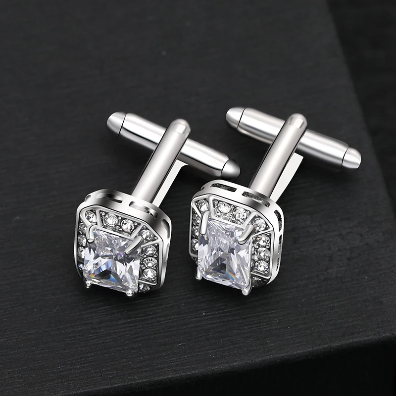 Luxury Crystal Cufflinks For Men Shirt Cuff Buttons High Quality Round Gold Color Cufflink Brand Jewelry Wedding Gift Jewelry