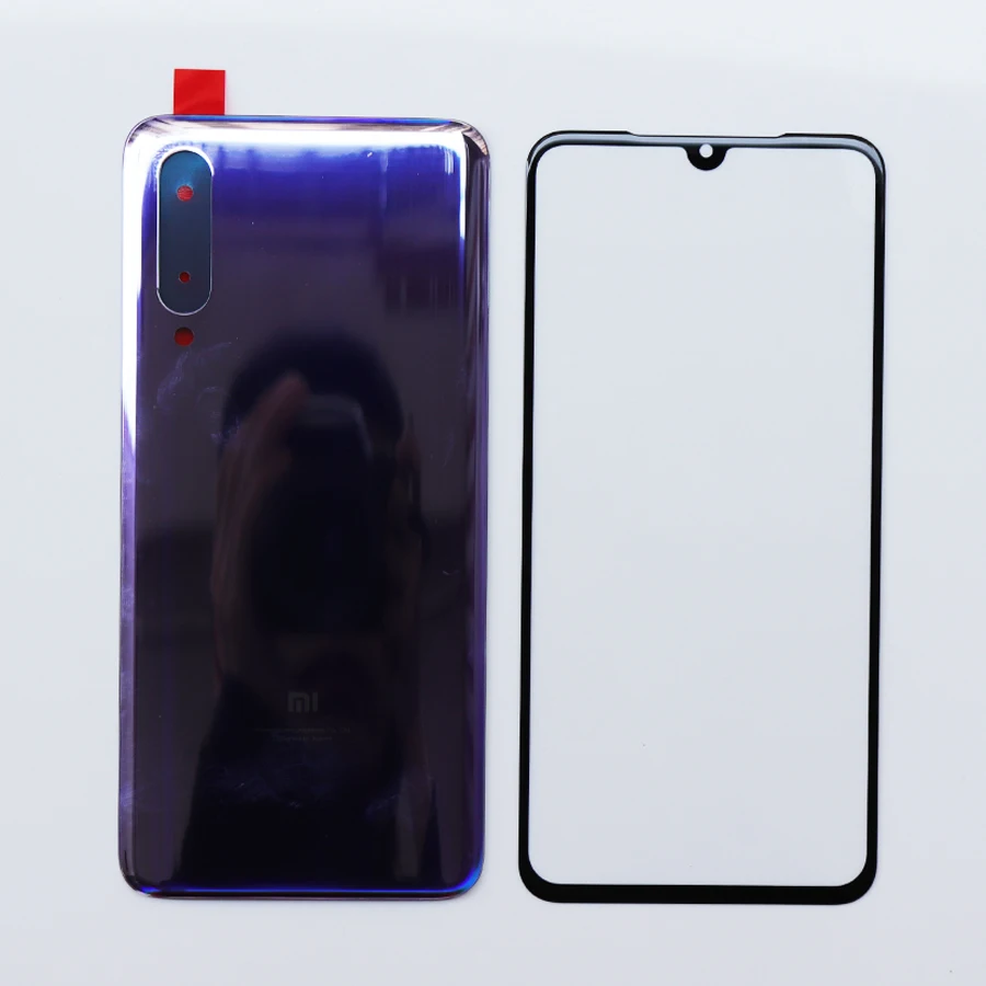Purple Для XIAOMI Mi9 Mi 9 задний корпус Батарейная Дверь Задняя стеклянная крышка чехол+ Передний сенсорный экран внешняя стеклянная панель - Цвет: Purple