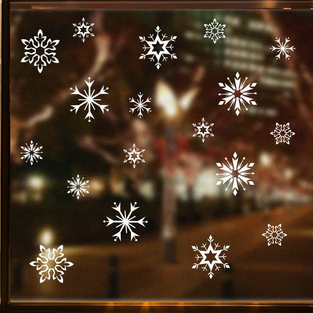 

New Year Merry Christmas Decorations for Home Luminous Snowflake Background Decorative Sticker Removable Navidad Natal Drop 99