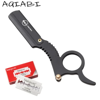 

Professional Men Hair Cut Razors Barber Salon Shaving Knife Stainless Steel Straight Women Body Razor 1Pcs + 10 Blades A6111