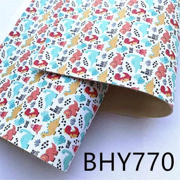 BHY770 20*33 см динозавр А4 мультфильм печати искусственная кожа для DIY аксессуары BHY755 - Цвет: BHY770