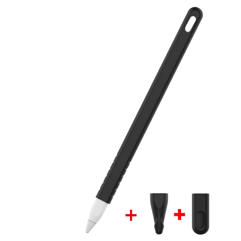 Black Мягкий силиконовый совместимый для Apple Pencil 2 Чехол для iPad Tablet стилус защитный чехол с 2 наконечниками - Цвета: Black