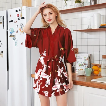 

Bride robe Sexy Lingerie women Pijama Szlafrok Crane Ropa Mujer Sleepwear Nightgown ropa de mujer clothes women dress pijamas