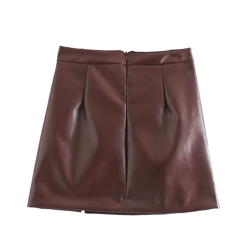 Увядшая английская уличная винтажная однобортная мини-юбка трапециевидной формы из кожи для женщин faldas mujer moda мини-юбки для женщин