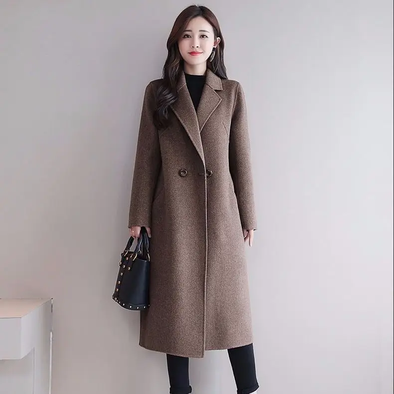 Осенняя/зимняя женская верхняя одежда, шерстяное пальто из смешанной шерсти, Женское пальто, верхняя одежда для беременных - Цвет: brown jacket