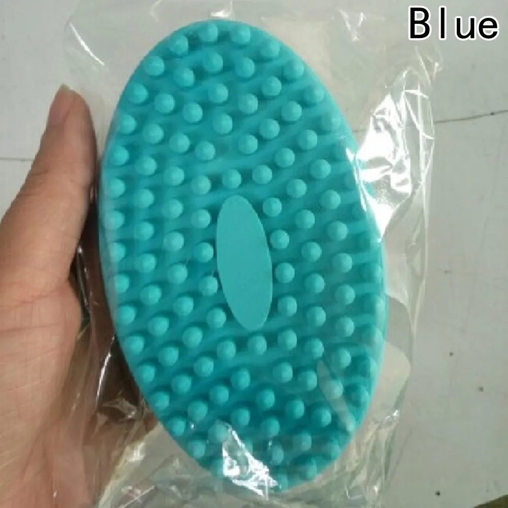 HG8067BL 1 pc shower silicone brush ultra soft gel bath and shower massage brush head massage shampoo brush gentle touch cleaning tools - Цвет: HG8067BL