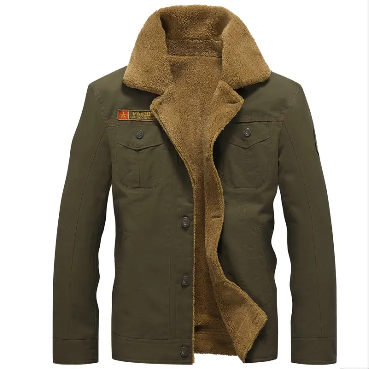 OLOME, модная зимняя куртка для мужчин, вельветовое плотное пальто с отворотом, осенняя куртка-бомбер, хлопковая одежда для мужчин,, новинка - Цвет: Зеленый