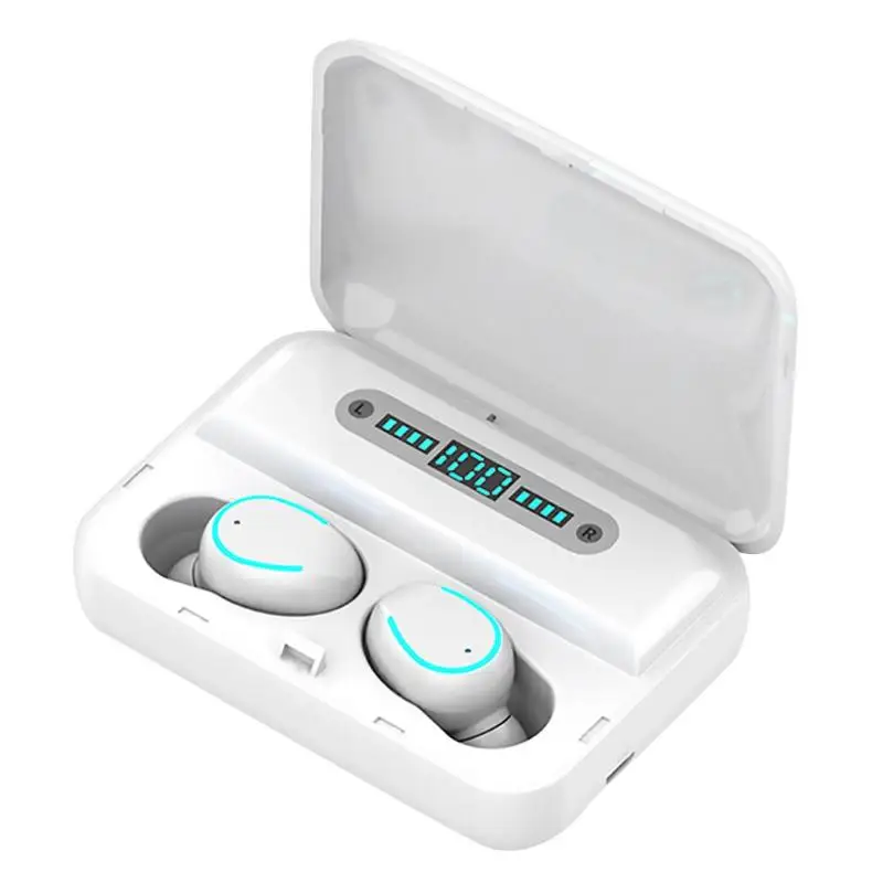 F9-5 TWS Bluetooth 5,0 u-типа наушники с цифровым дисплеем зарядный чехол Высокое качество водонепроницаемые наушники - Цвет: Белый