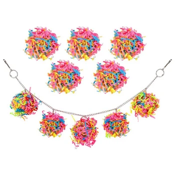 

2PCS Bird Chewing Toys Bird Parrot Shredder Toy Foraging Hanging Cage Chew Toy Swing with Rings Parrot Foraging Hammock