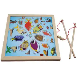 Бесплатная доставка Деревянные игрушки рыбалка Пазлы игры, детские развивающие Пазлы игрушки обучения Образование Детские Дерево рыбалка