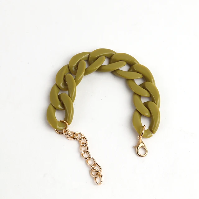 FishSheep Colorful Acrylic Thick Chain Bracelets For Men Women Bohemian Multi color Resin Chain Bracelets & Bangles 2021 Jewelry yellow green