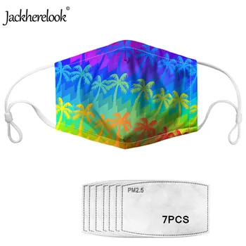 

Jackherelook Women Mask Mouth Girls Cover Face Mask Tropical Coconut Tree Pattern masque Non-disposable Breathable