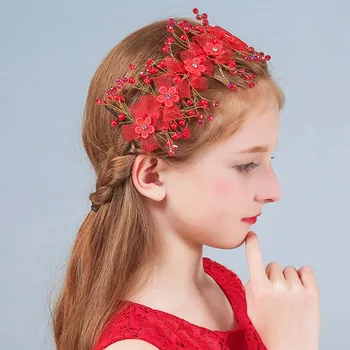 

Sweet Princess Headband Woman Flower Hairbands Pearl Wreath Girls Headwear Kids Hair Wedding Party Accessories