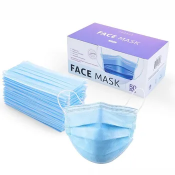 

50pcs Blue Disposable Masks For Face Earloop Masks Breathable Dustproof Nonwoven Fabric Face Masker 3 Ply Filter Mask Mascarilla