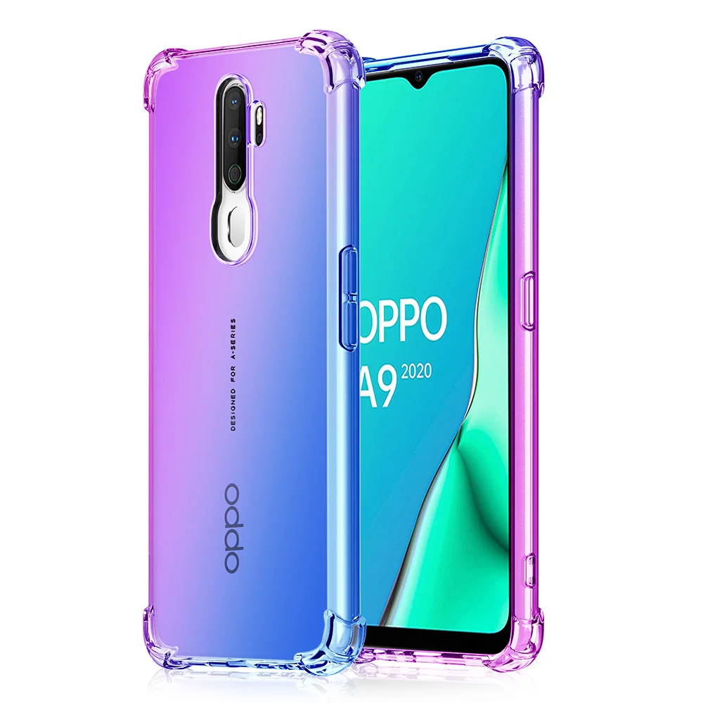Для oppo A9 чехол для телефона двойной градиент цвета кристально чистый противоударный защитный чехол для oppo A5 чехол