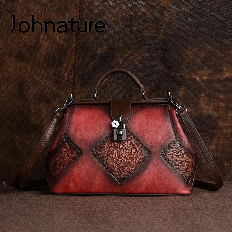 Johnature, Ретро стиль, ручная расческа, модная женская сумка, новинка, ручная работа, большая емкость, Воловья кожа, сумки через плечо и через плечо