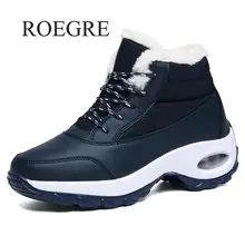 Женские ботинки; теплые зимние ботинки на меху; модная женская обувь; ботильоны на платформе со шнуровкой; водонепроницаемые зимние ботинки; нескользящая женская обувь