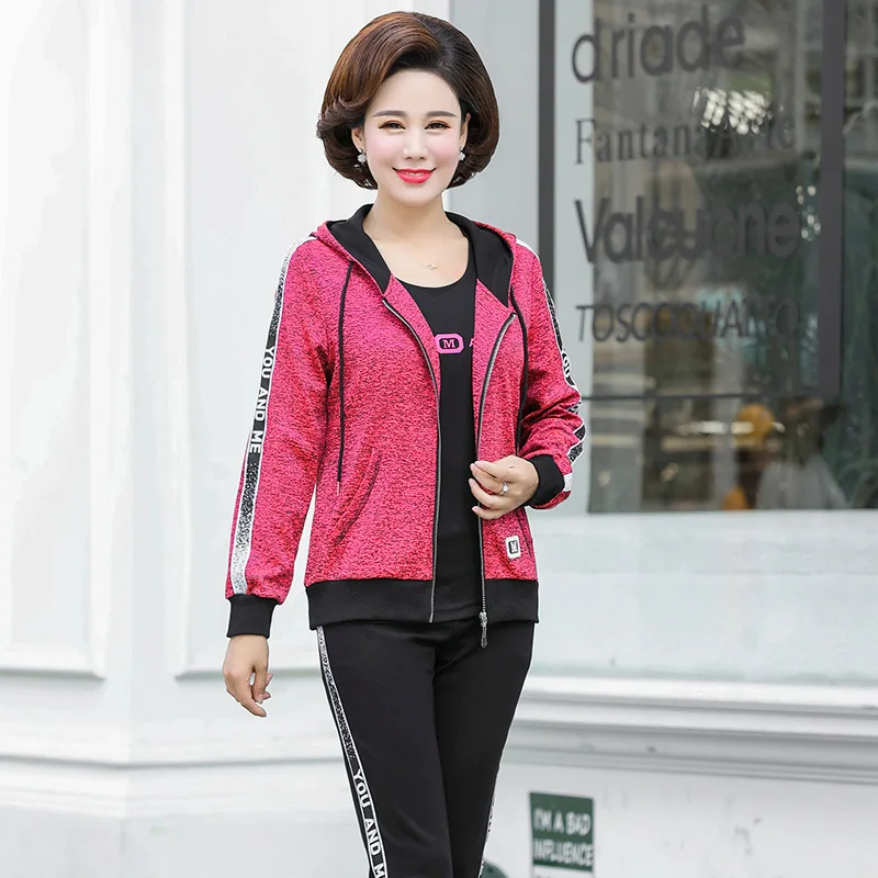 

Mom Autumn Clothing Elegant Two-Piece Set 40-Year-Old 50 Middle-aged Autumn Coat Middle-aged WOMEN'S Apparels Western Style Spor