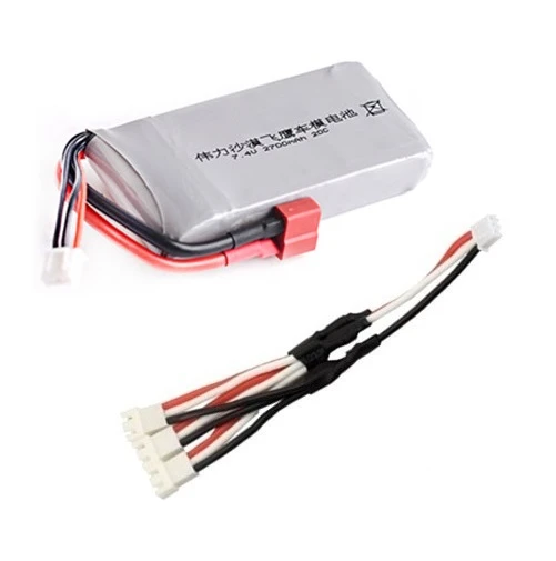 Обновленная батарея 2700mah для Wltoys 12428 12423 RC четырехколесный RC автомобиль 7,4 v Lipo батарея для Feiyue 03 Q39 RC запчасти зарядное устройство - Цвет: Бургундия