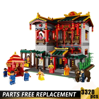 

3320Pcs MOC Creative Chinoiserie Building Blocks Ball Room Teahouse Chinese Architecture Chinatown Inn Building Bricks Toys