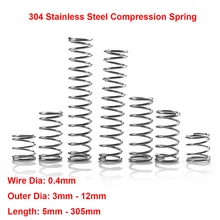 304 Stainless Steel Compression Spring Compressed Spring Wire Dia 0.4mm Outer Dia 3-12mm Length 5-305mm Pressure Return Spring