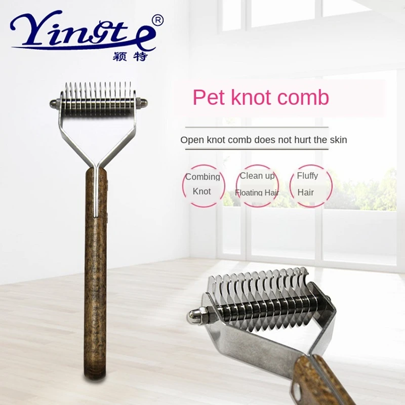 

Pet supplies Untied knot knot comb Y type hair removal dog harrow comb Walnut Dog Comb Hair removal artifact Dog needle comb