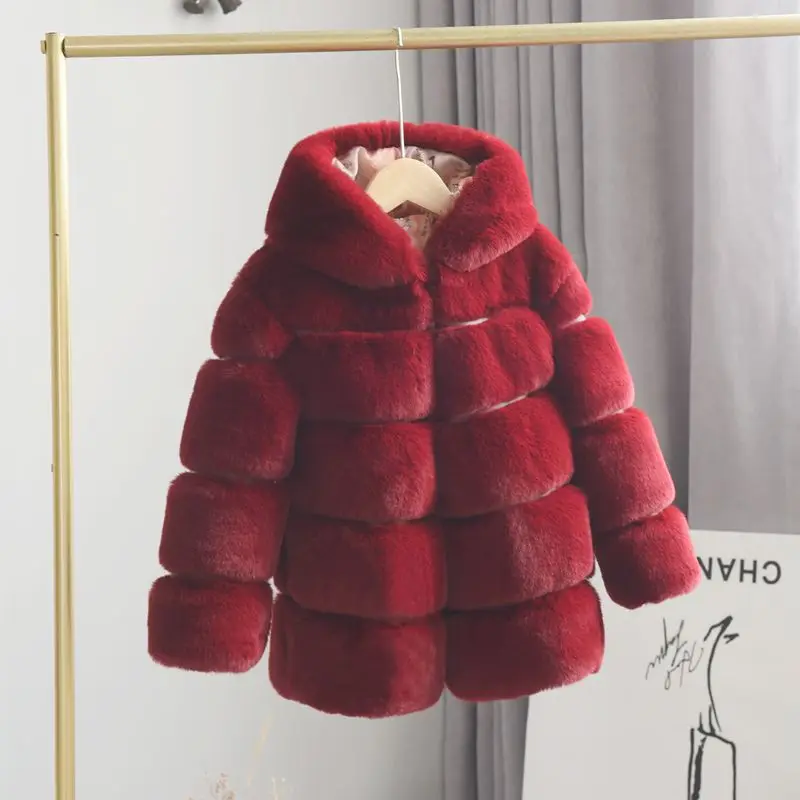 Buy Kids Baby Toddler Boy Girl Warm Faux Fur Hooded Winter Jacket Coat