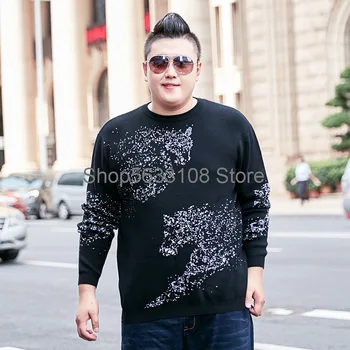 

Fat Man Men's Wear Sweater Plus Fat Plus Size Special Fat Extra Large Loose Cotton Knitting Shirt Fat Sweater Autumn