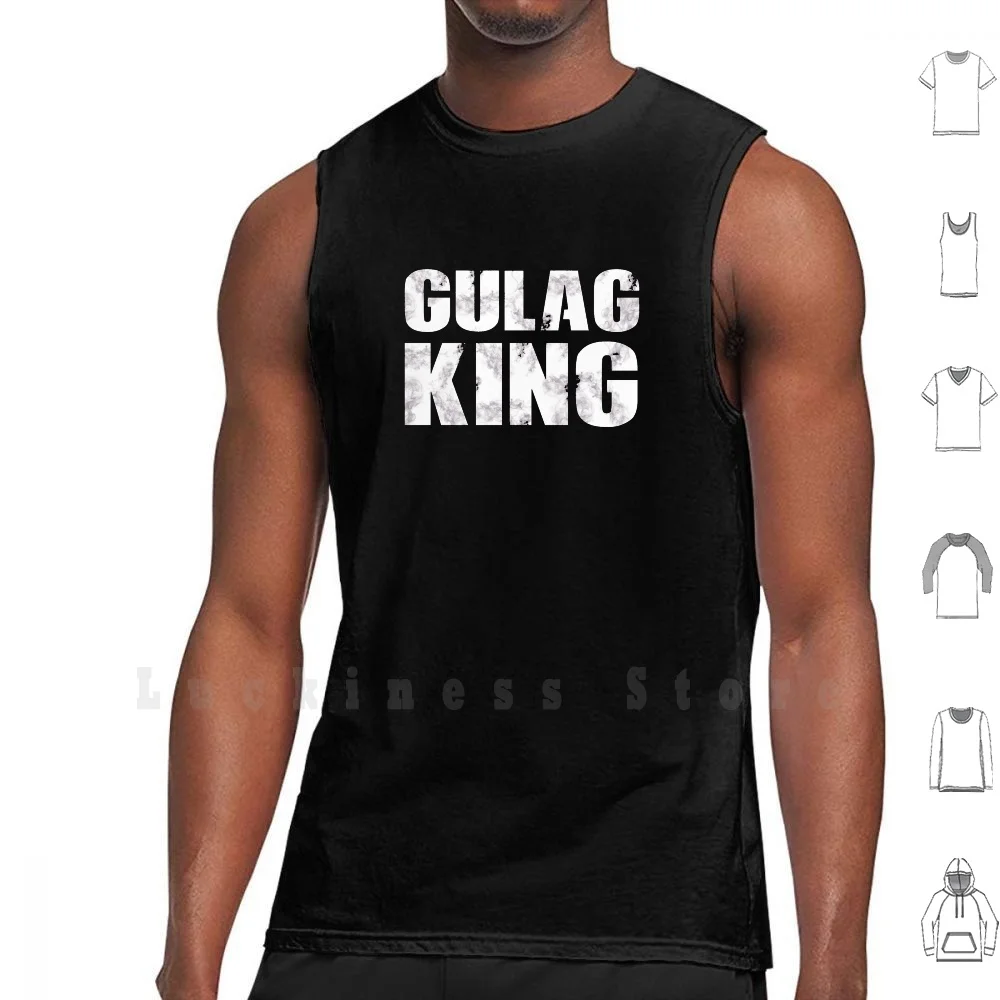 Gulag King | Warzone Canotte Gilet 100% Cotone Warzone Gulag Gulag King Gulag Pro Modern Warm Verdansk Tv Station Prison