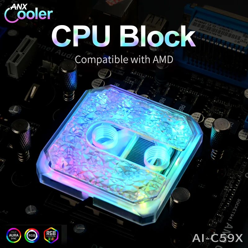 Syscooling Pc Raffreddamento Ad Acqua Cpu Cooler Water Block Con Rgb Per Am4 Ryzen Socket 3 5 7 9