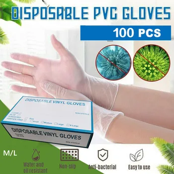 

Disposable Transparent Rubber Gloves Kitchen Waterproof Latex Gloves Home Food cooking Cleaning Gloves 100PCS #40