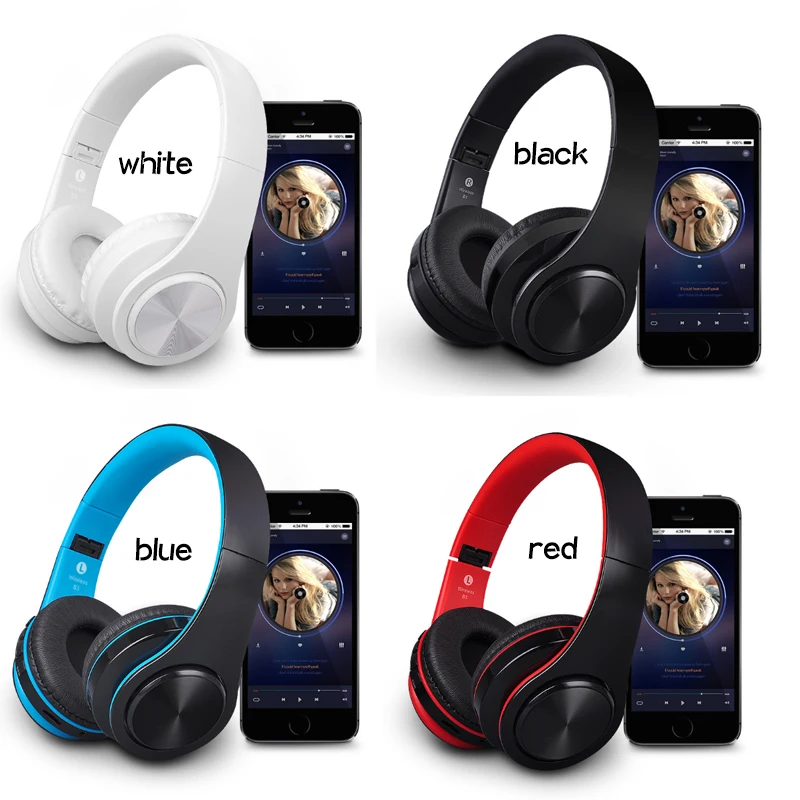 Беспроводные наушники Bluetooth 5,0 Складные стерео наушники с супер басами гарнитура с микрофоном hi-fi звук sd-карта Hands Free