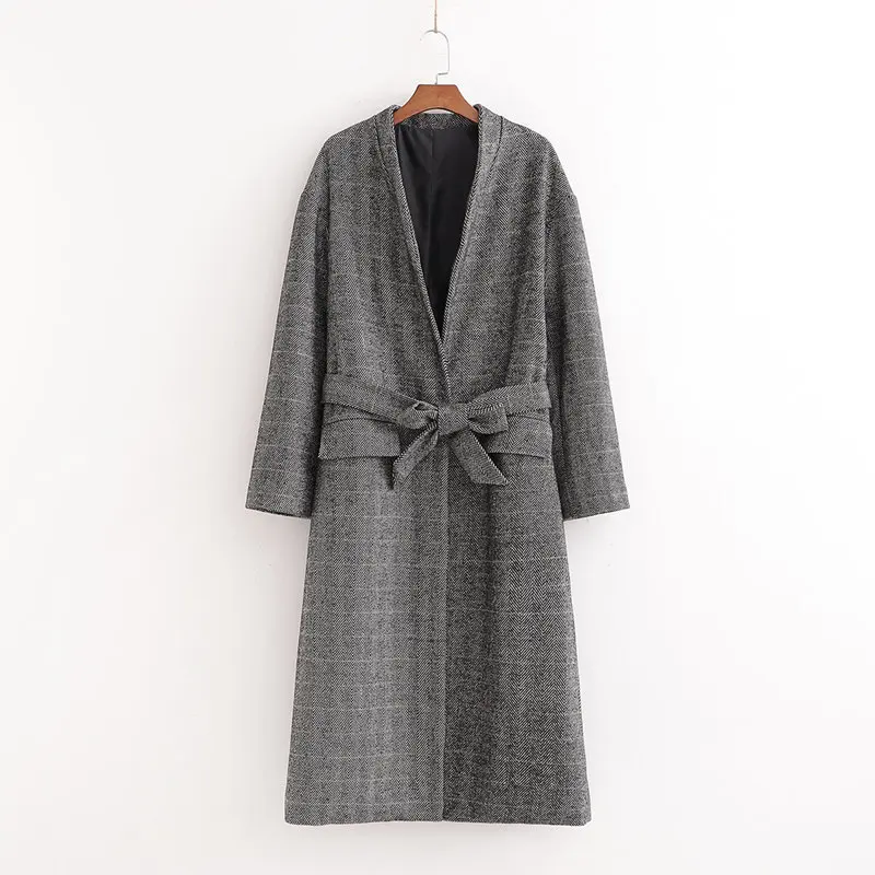 

Western Style 2019 Autumn And Winter Fashion Casual with Belt Wool Overcoat