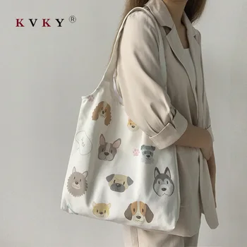 

2020 Large capacity Women Canvas Vest Shoulder Bag Big Capacity Cloth Shopping Bags Bubble Girls Ins Reusable Beach Bags Shopper
