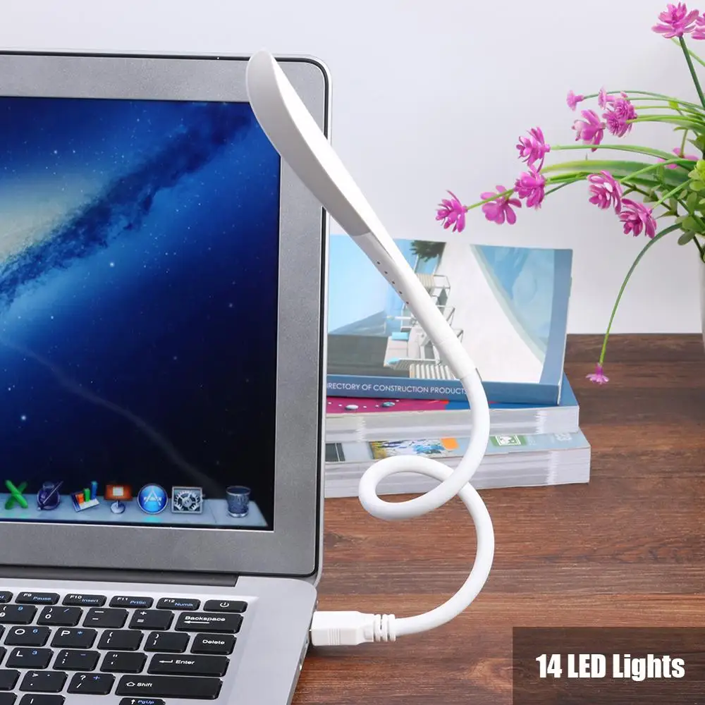 Светильник для чтения с 14 светодиодами и USB зарядкой гибкие настольные лампы