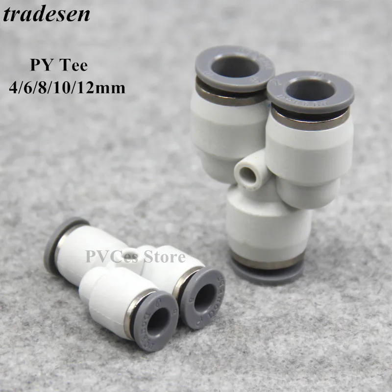

1pc Pipe Joint Plastic Pneumatic Connector Fitting Quick Push For Air Water Connecting PY PW Connect 4 6mm 8mm 10mm 12mm Y Shape
