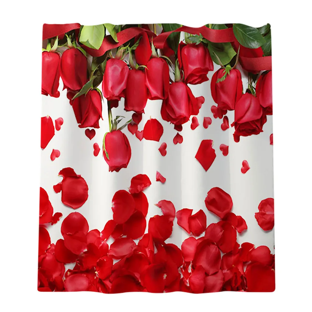 Цветы занавеска для душа напольный коврик из четырех частей набор ковриков для ванной безвредный фланелевый материал изысканный принт#4