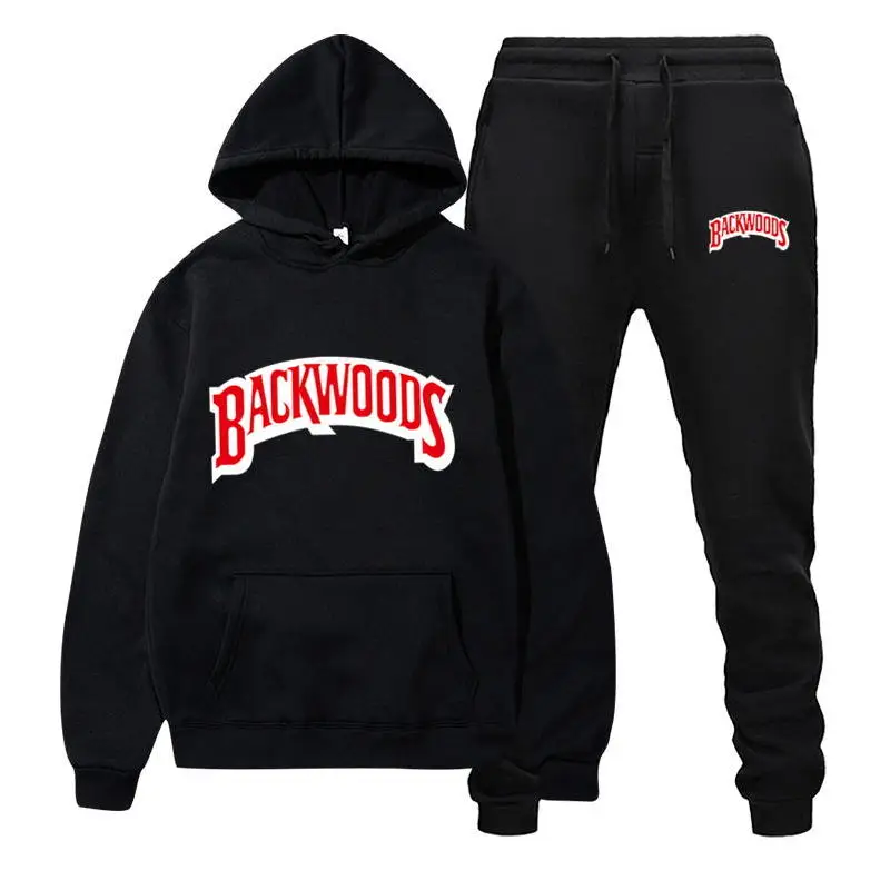 Модный Мужской флисовый костюм с капюшоном BACKWOODS утепленная спортивная одежда