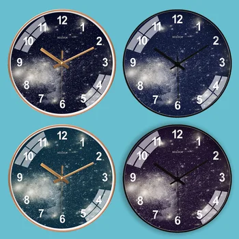 

Wall Clock Fashionable Personalized Wall Clocks Modern Fashion without Hole Wall Clock Space Galaxy Home Clock Watch 2020